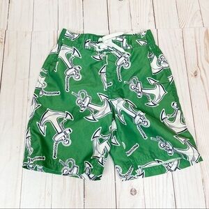 Janie and Jack Green Anchor Swim Shorts Size 2T Boys